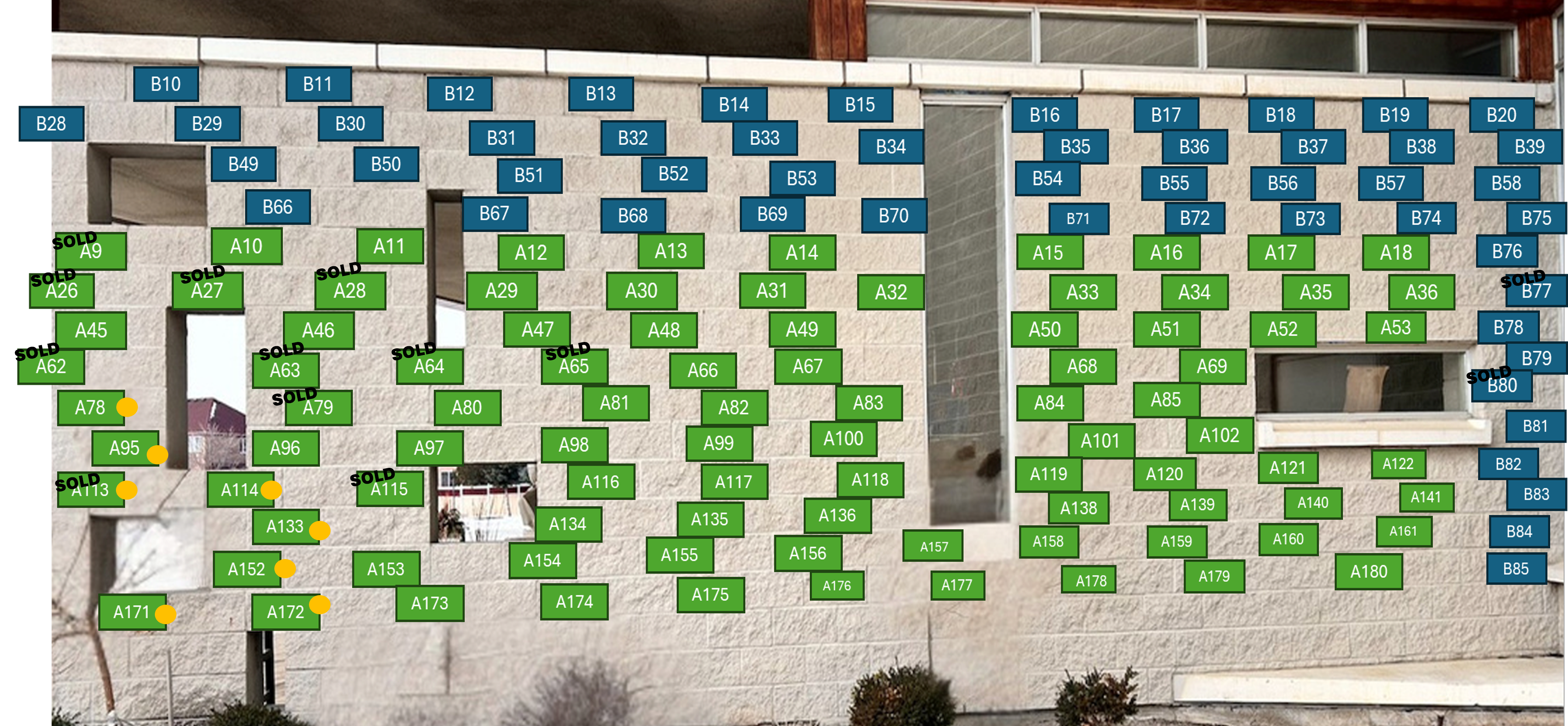 Picture of memorial garden wall that faces Sandalwood - right side